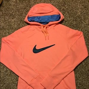 Neon Peach fleece lined Nike hoodie